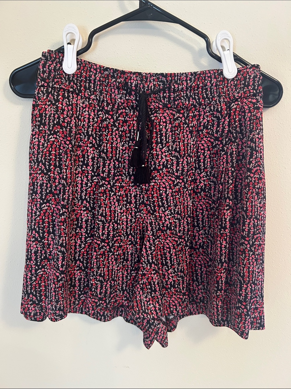 LOFT Black Shorts with Pink Floral Print